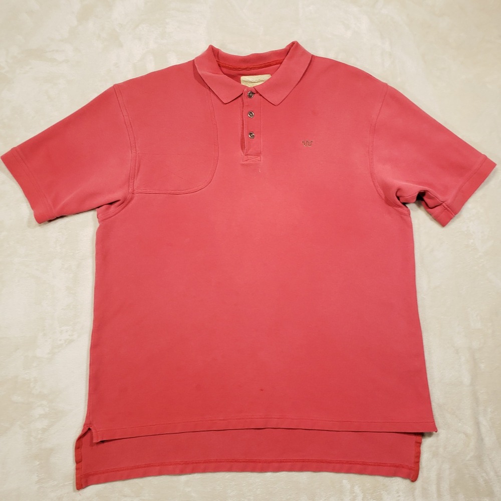King Ranch Polo Shirt Mens Large Red Cotton Pique Short Sleeve Shooting Shoulder